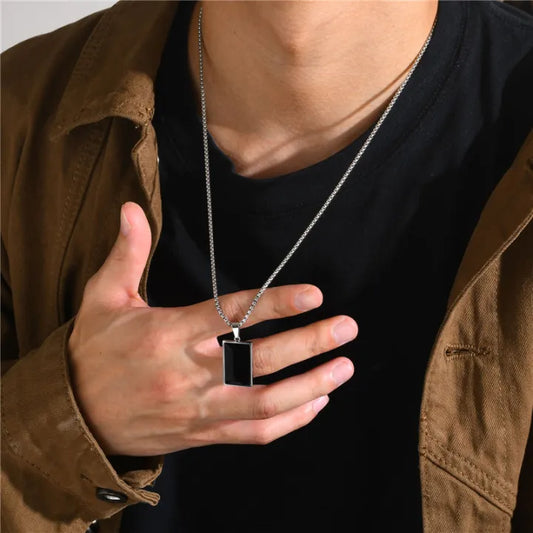 Stainless Steel Black Square Pendant