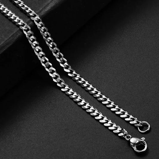 Silver Stainless Steel Cuban Chain