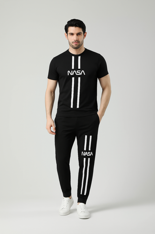 Black NASA Printed Tracksuit