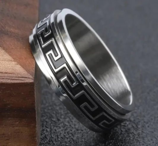Vintage 925 Sterling Silver Greek Ring