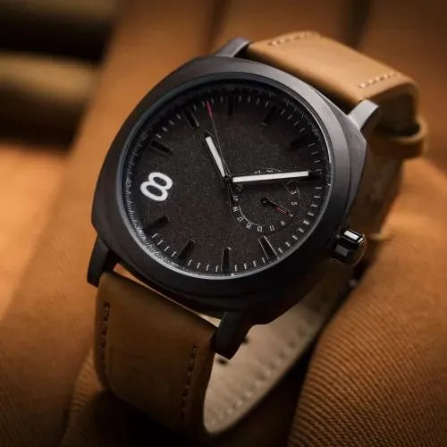 Brown Leather Analog Wrist Watch