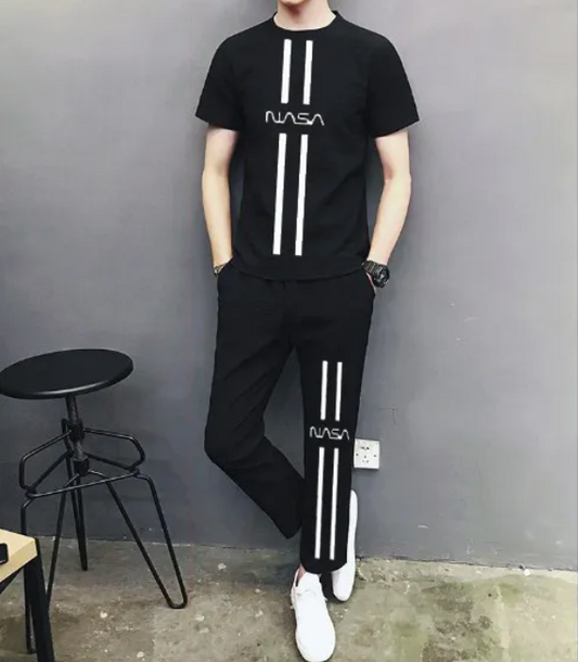 Black NASA Printed Tracksuit