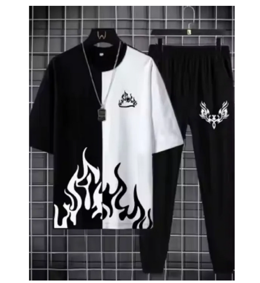 Black & White Flame Tracksuit
